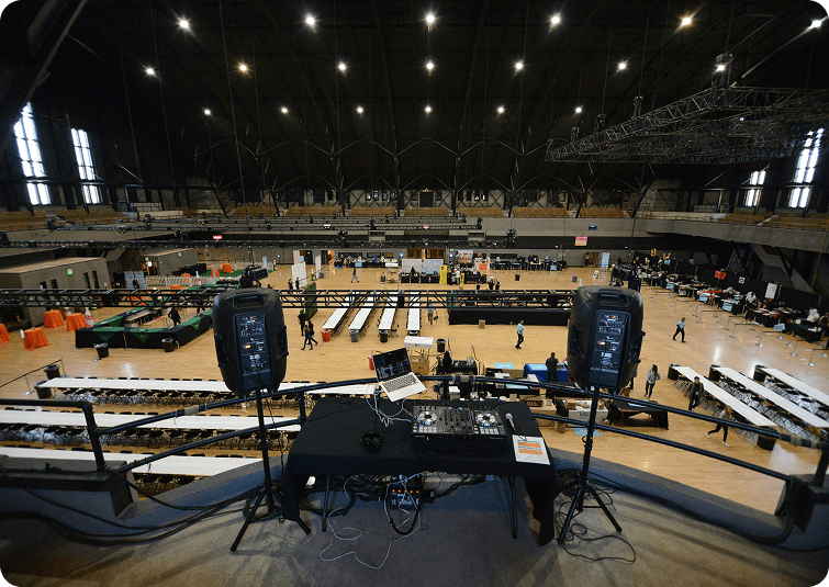 Exhibition hall with event stands